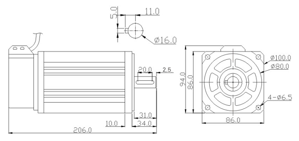 750w servo 09075b teknik izim