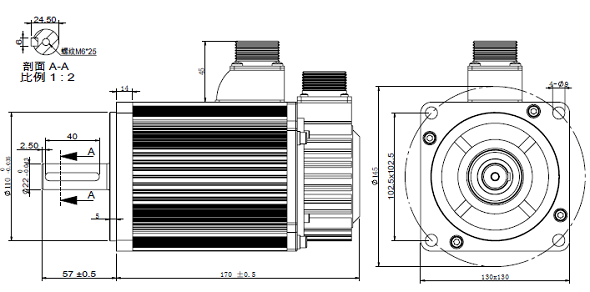 1,5kw servo ach13150c teknik izim